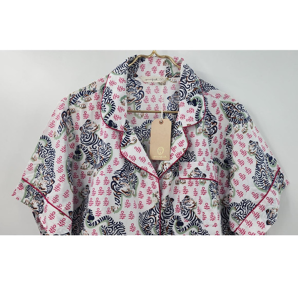 New NWT Anthropologie Print fresh Tiger Queen Pajama Short Set Women’s 2X - Picture 6 of 14